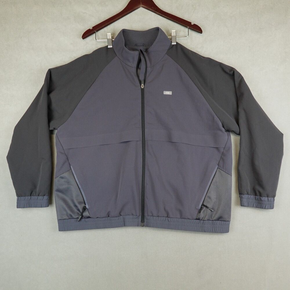 FIGS Sydney Performance Scrub Jacket Womens XXL Gray Mesh Lined Zip Pockets